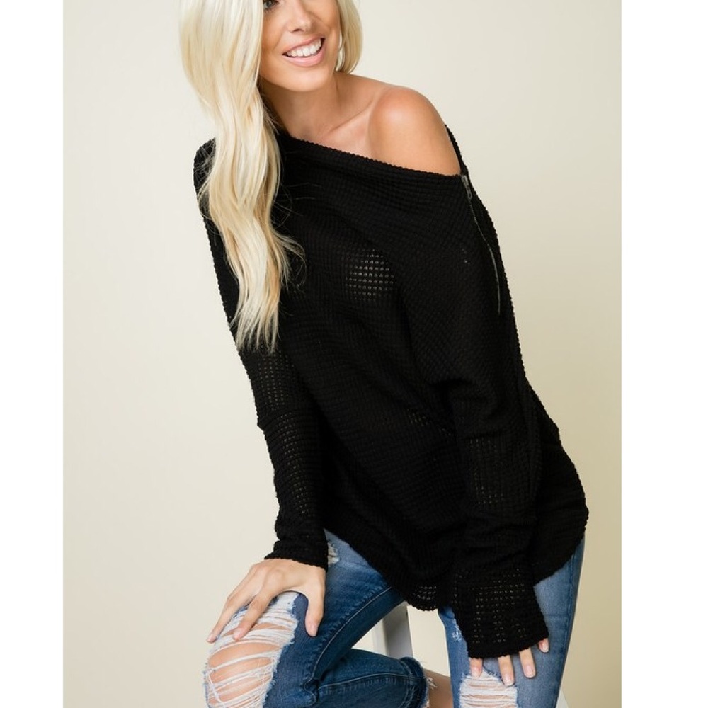 Black Off The Shoulder Top - Picture 2 of 6